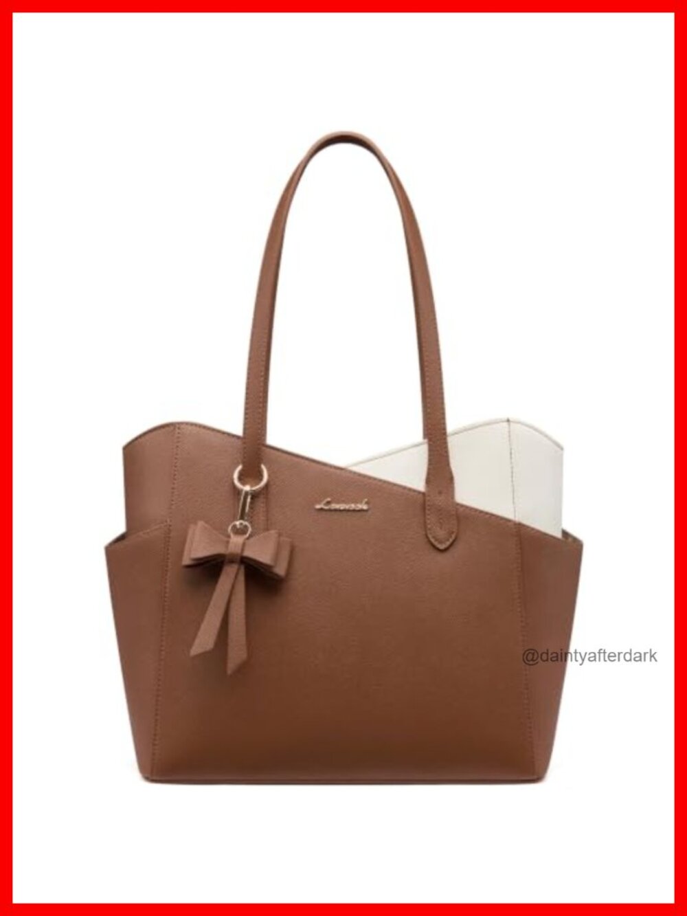 Small Tote Purse for Women, Structured PU Leather Handbag with Side Pockets